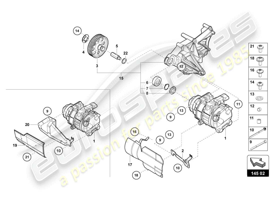 lamborghini lp740-4 s coupe (2021) a/c compressor part diagram