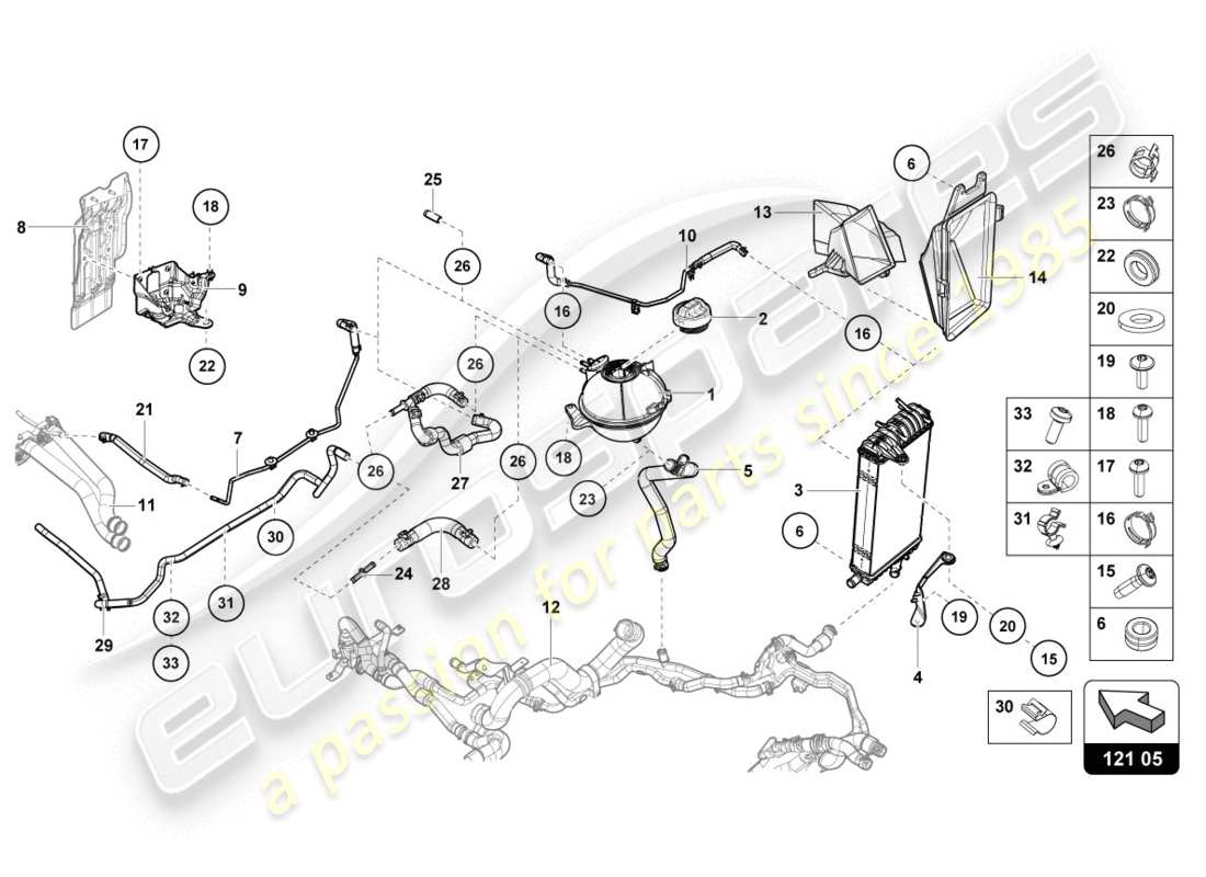 lamborghini lp610-4 coupe (2015) cooler for coolant parts diagram