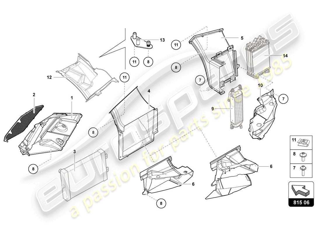 lamborghini lp750-4 sv roadster (2016) air duct cardboard parts diagram