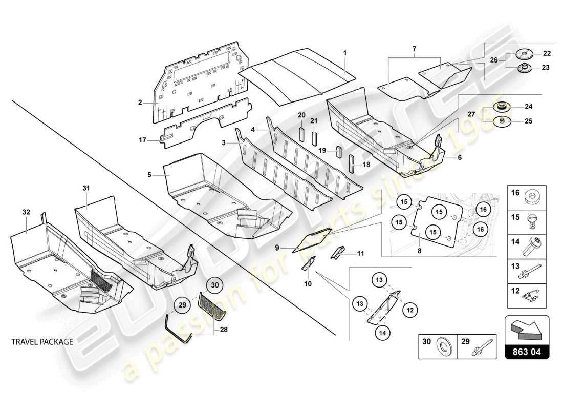 lamborghini lp770-4 svj roadster (2020) interior decor part diagram