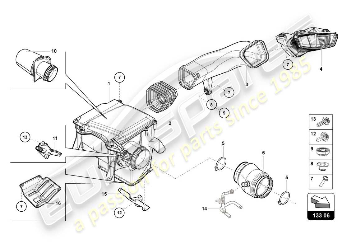 lamborghini lp580-2 spyder (2017) air filter housing part diagram