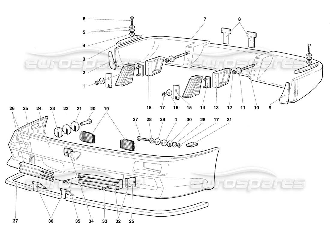 lamborghini diablo se30 (1995) bumpers parts diagram