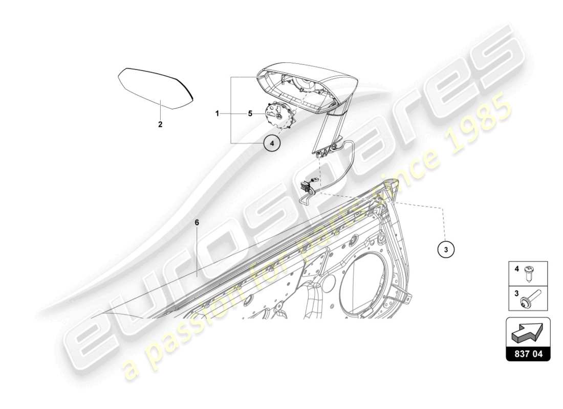 lamborghini lp740-4 s roadster (2020) exterior mirror part diagram