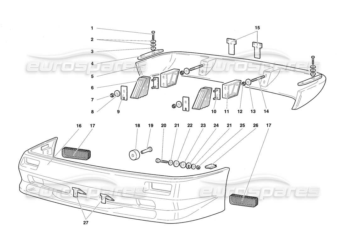 lamborghini diablo sv (1997) bumpers parts diagram