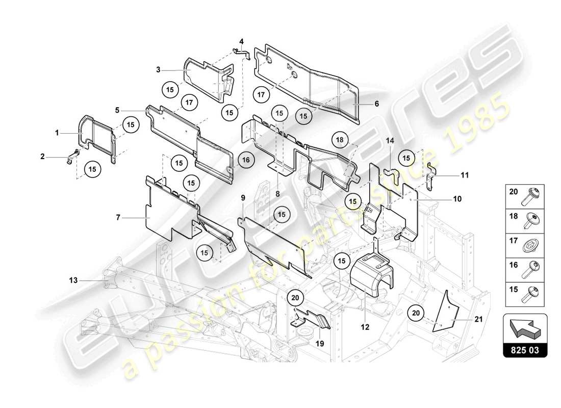 lamborghini lp720-4 roadster 50 (2015) heat shield parts diagram