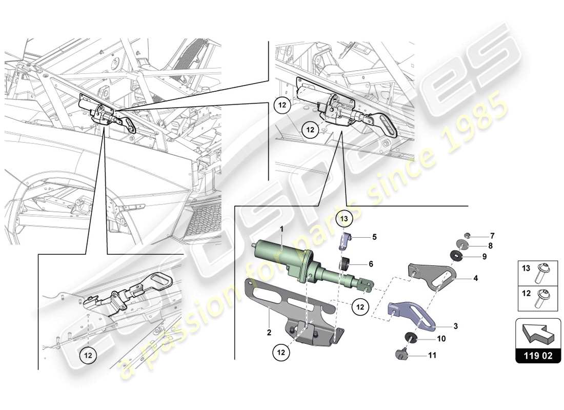 lamborghini 2014 (lp720-4 coupe 50) motor for wind deflector part diagram