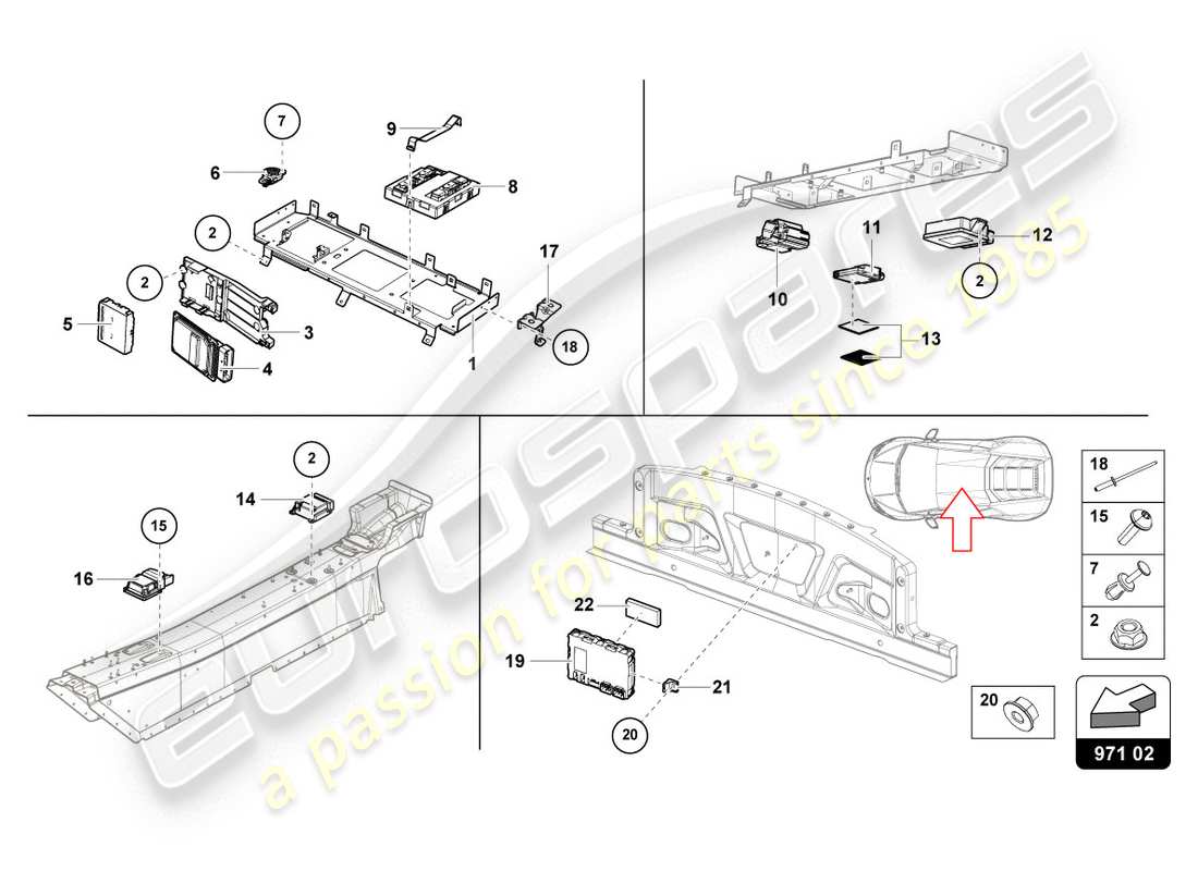 lamborghini lp610-4 coupe (2015) control unit parts diagram