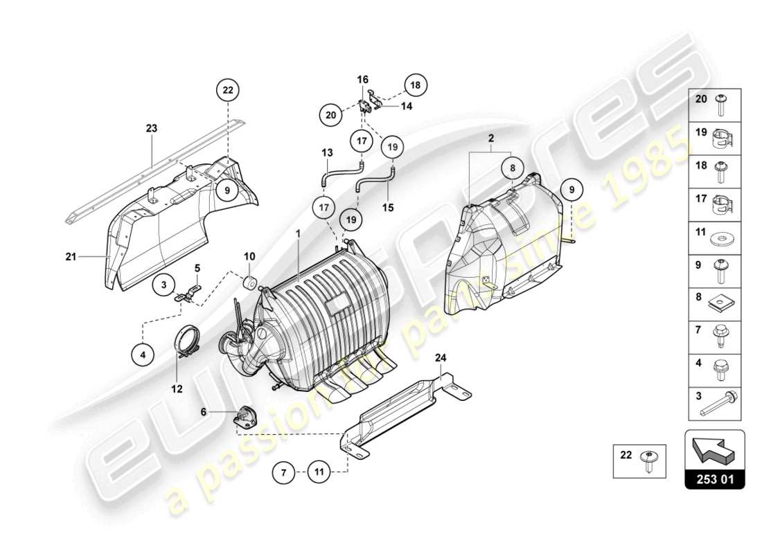 lamborghini 2016 (lp750-4 sv roadster) silencer with catalyst part diagram