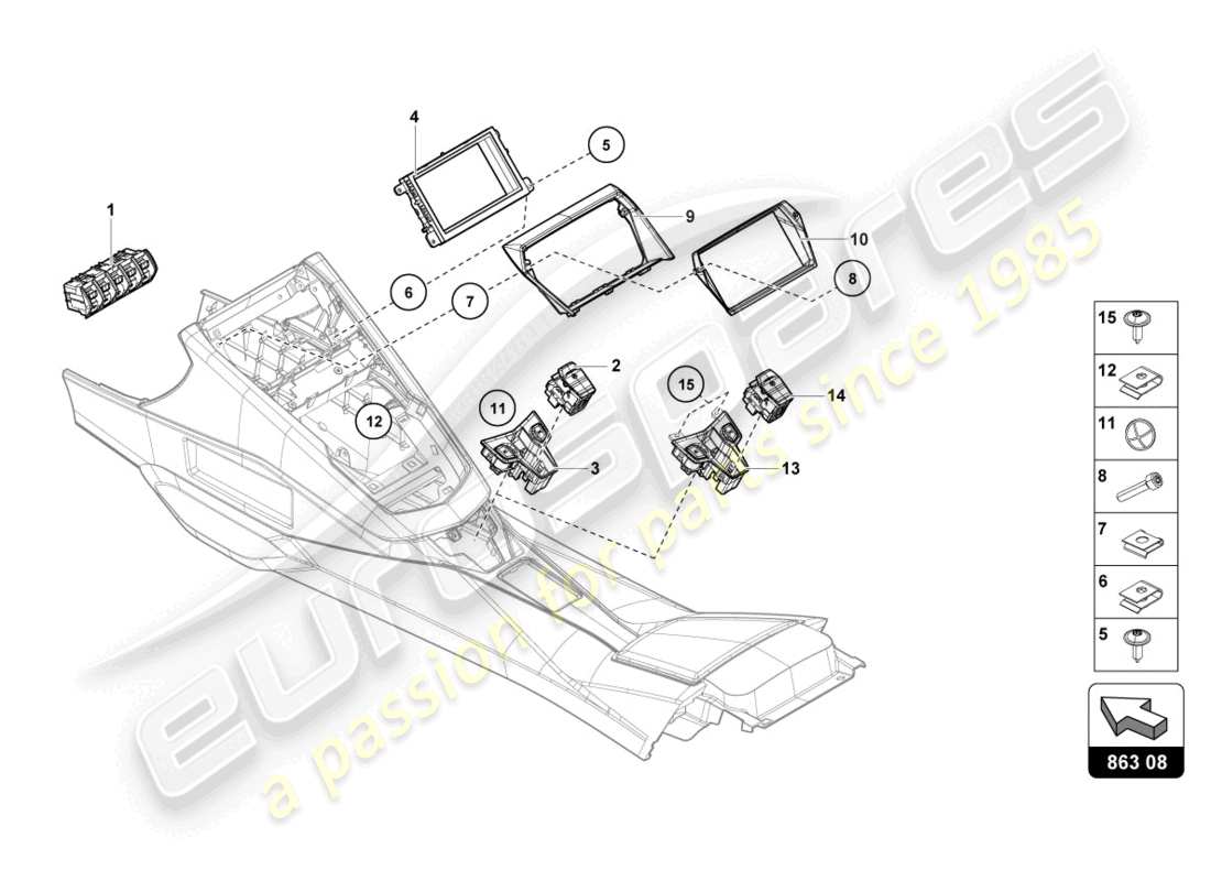 lamborghini 2017 (lp740-4 s coupe) switch unit part diagram