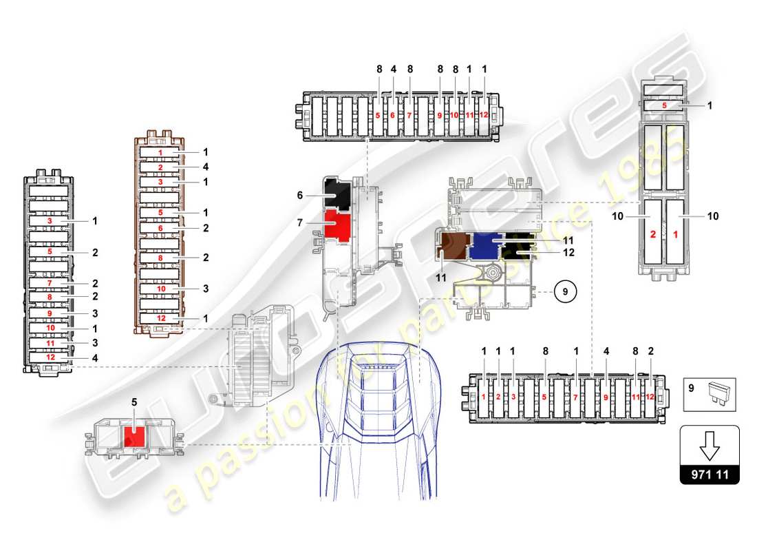 lamborghini evo spyder (2020) fuses parts diagram