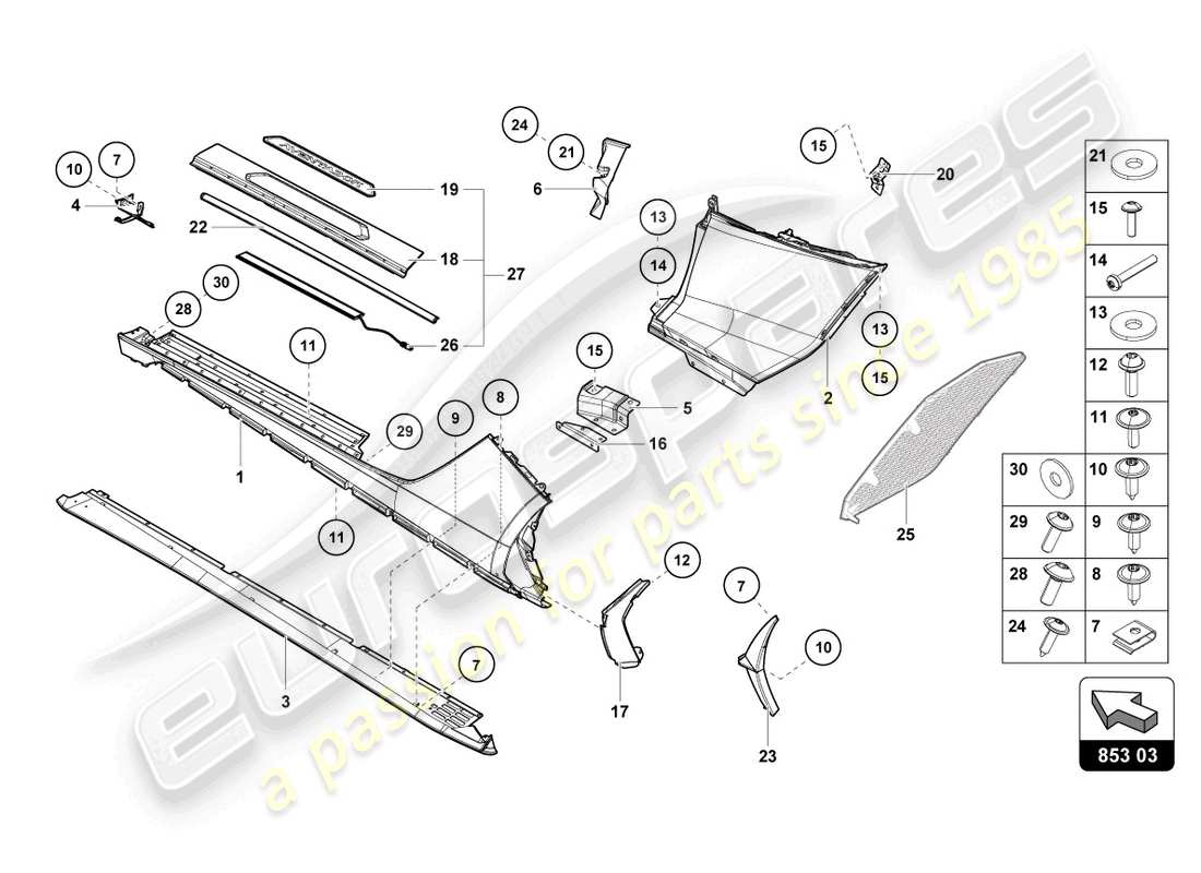 lamborghini 2017 (lp740-4 s coupe) lower external side member for wheel housing part diagram