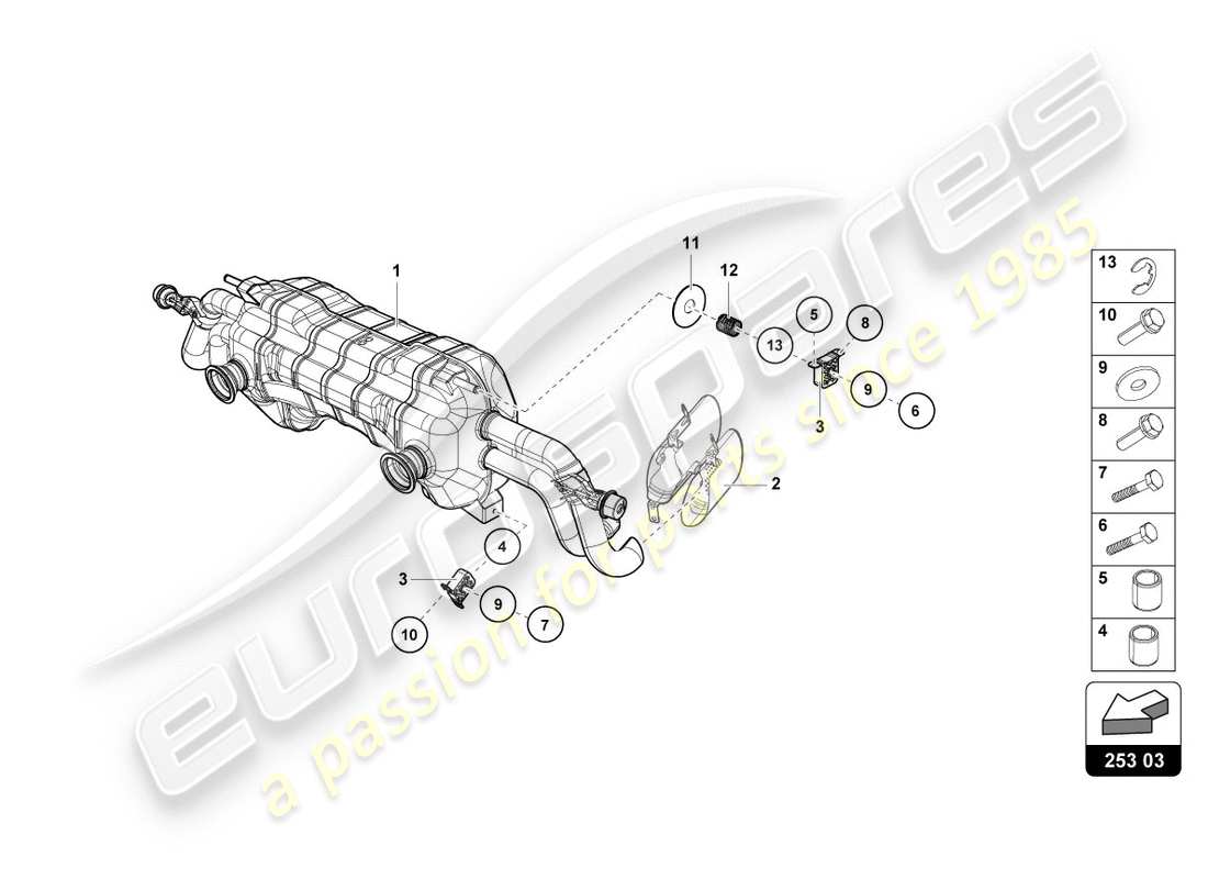 lamborghini 2018 (lp580-2 spyder) rear silencer part diagram
