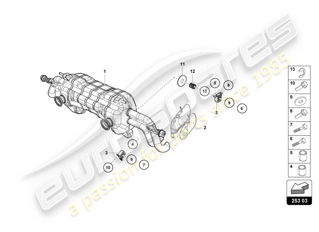 lamborghini lp580-2 spyder (2018) rear silencer parts diagram