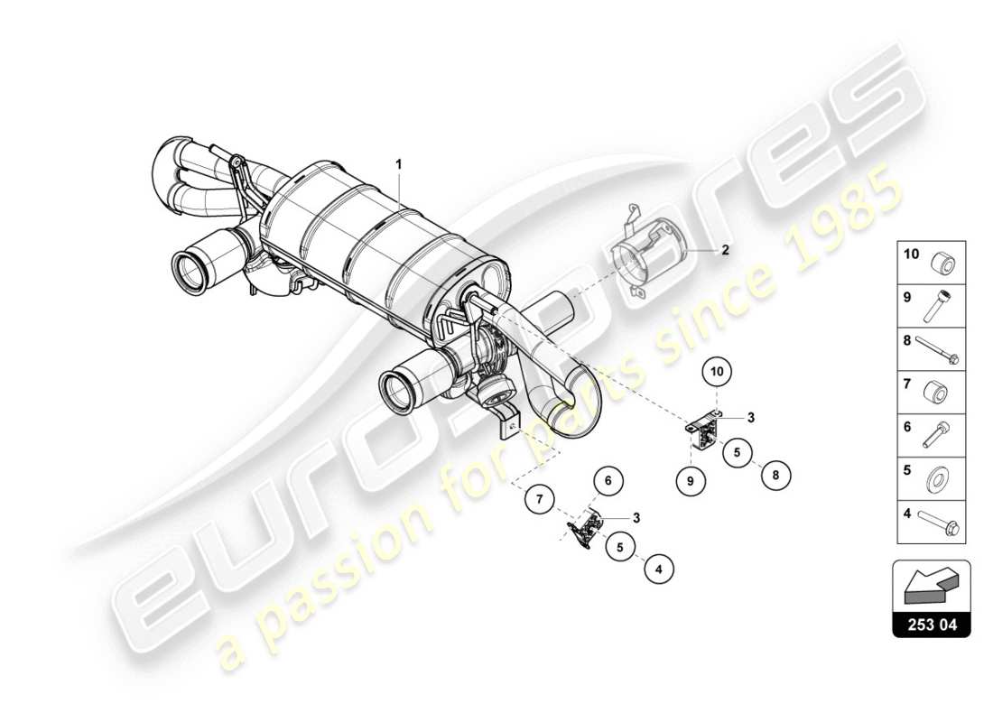 lamborghini 2020 (evo spyder 2wd) silencer part diagram