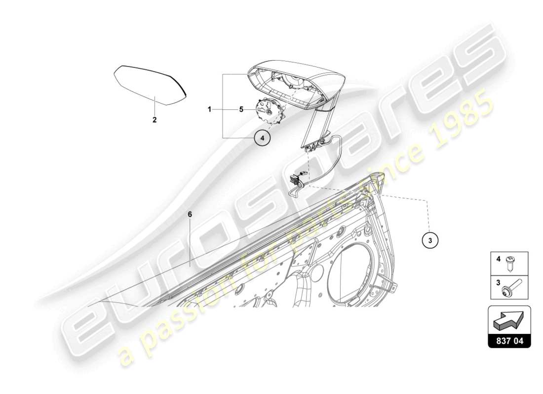 lamborghini 2017 (lp740-4 s coupe) exterior mirror part diagram