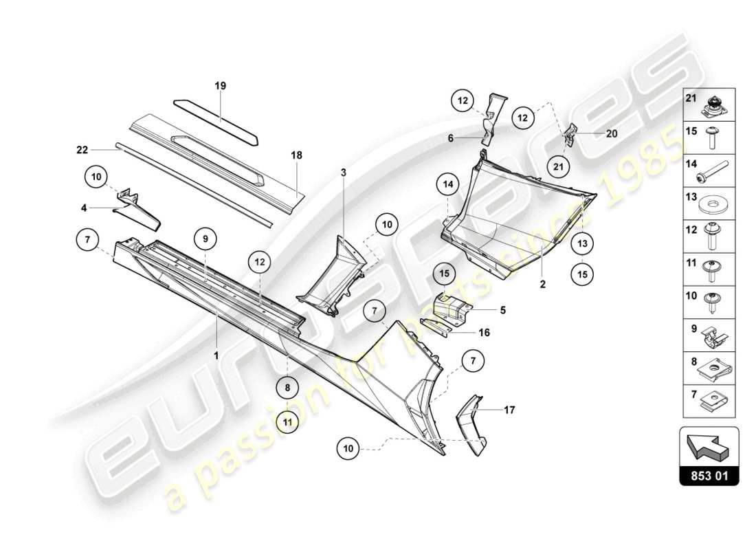 lamborghini 2016 (lp750-4 sv coupe) lower external side member for wheel housing part diagram