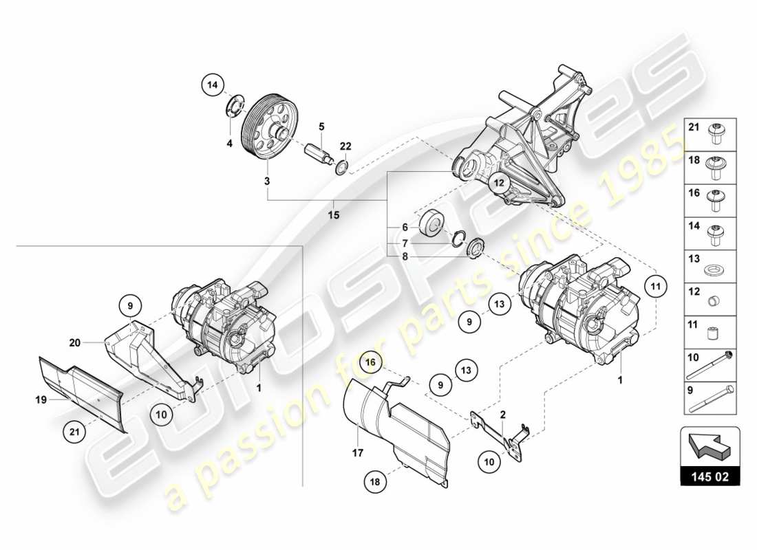 lamborghini centenario roadster (2017) a/c compressor parts diagram