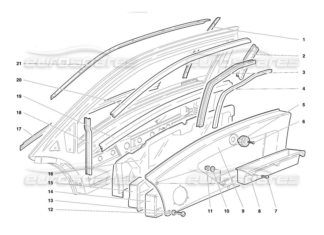 lamborghini diablo se30 (1995) doors parts diagram
