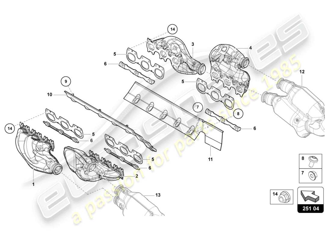 lamborghini 2019 (lp770-4 svj roadster) exhaust system part diagram