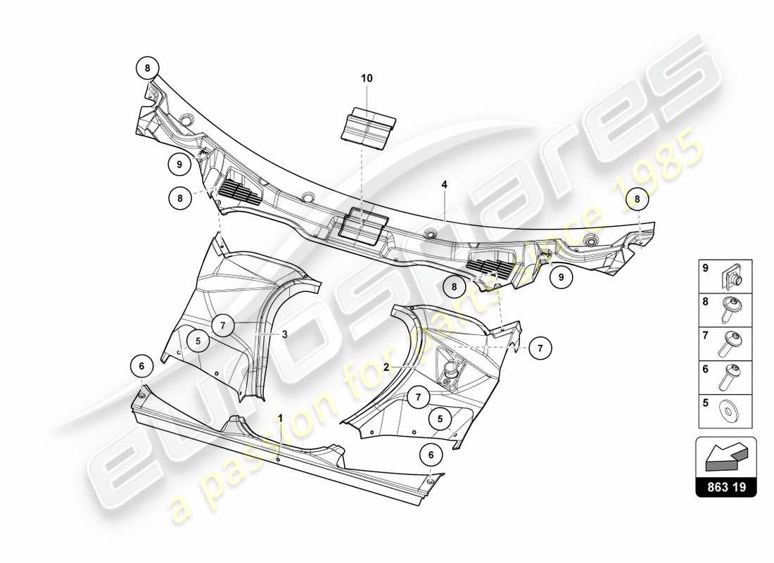 lamborghini centenario roadster (2017) luggage compartment lining parts diagram