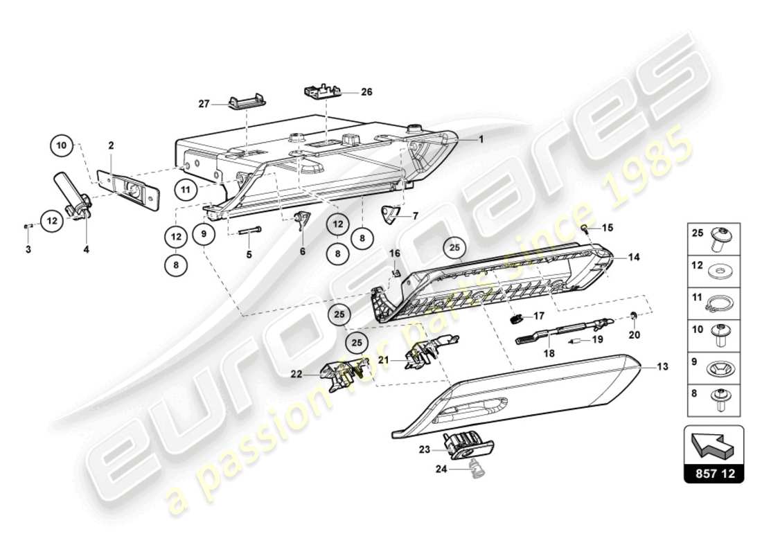 lamborghini 2017 (lp750-4 sv roadster) glove box part diagram