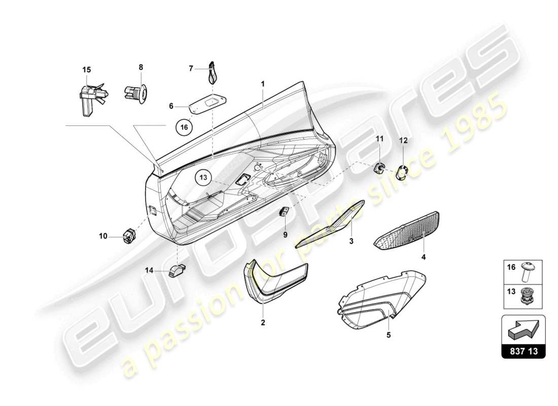 lamborghini sian (2021) door panel parts diagram