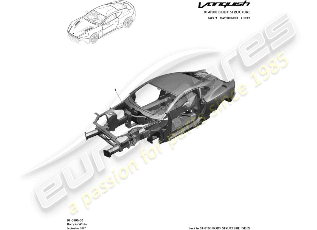 aston martin vanquish (2018) body in white parts diagram