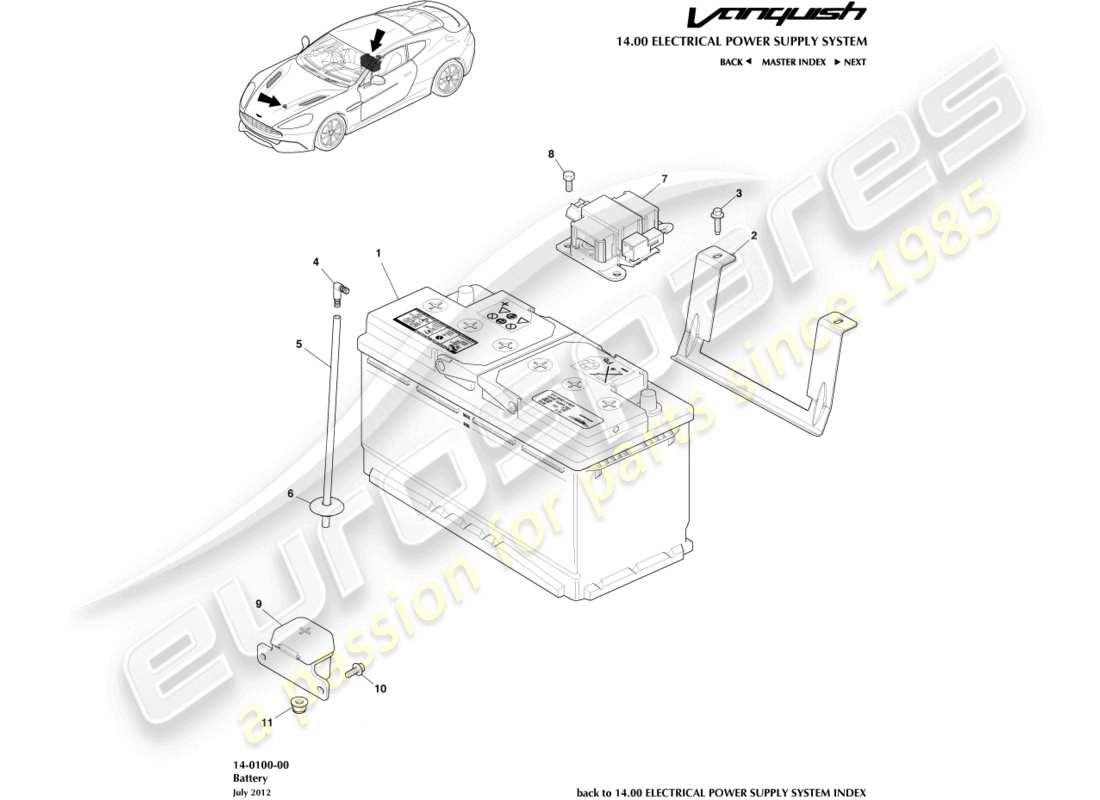 a part diagram from the aston martin vanquish (2017) parts catalogue