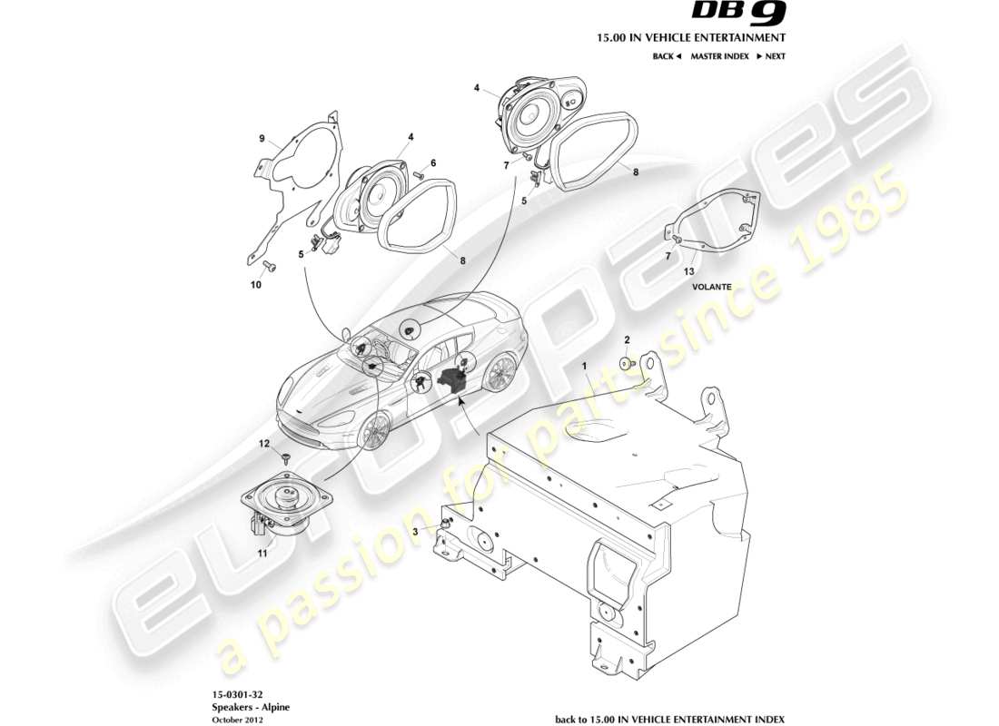 aston martin db9 (2017) speakers, alpine part diagram