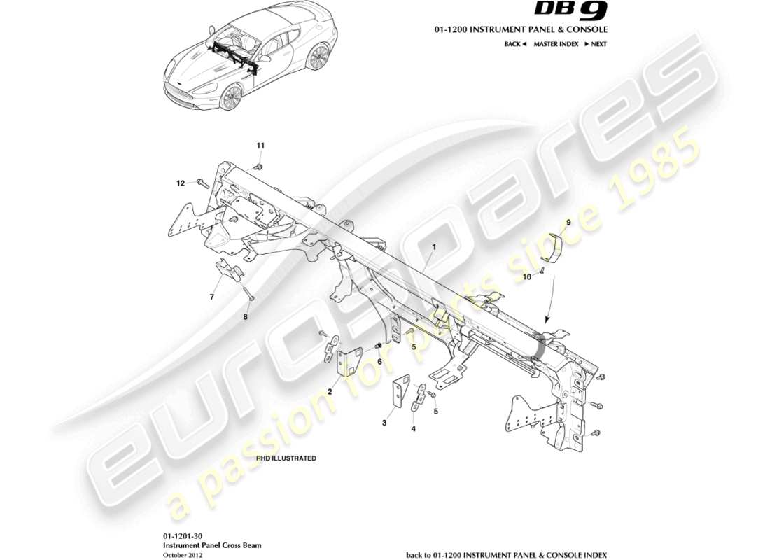 a part diagram from the aston martin db9 (2014) parts catalogue