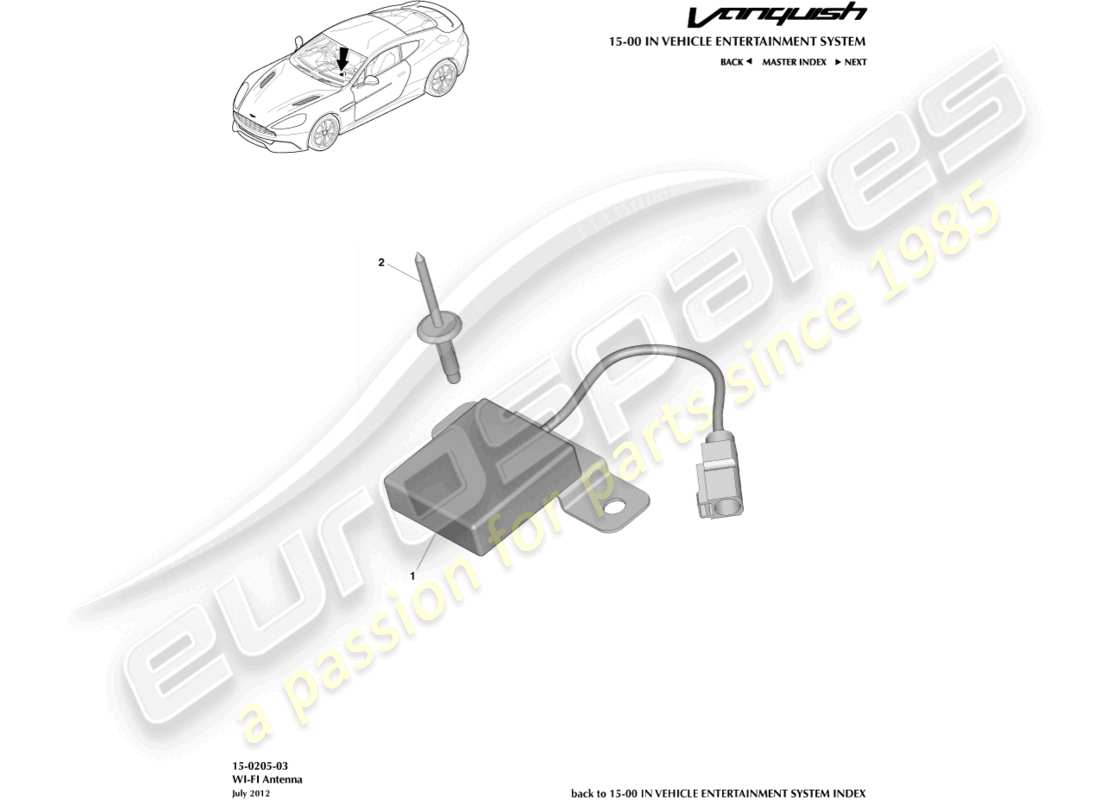a part diagram from the aston martin vanquish parts catalogue