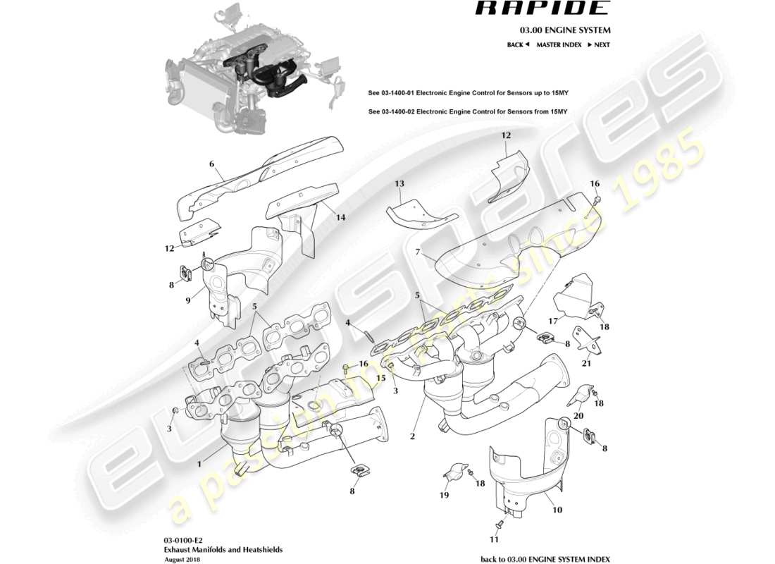 a part diagram from the aston martin rapide (2019) parts catalogue