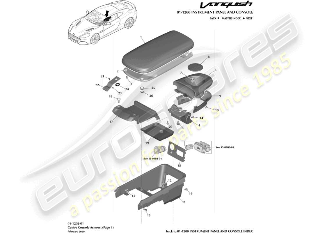 a part diagram from the aston martin vanquish (2018) parts catalogue