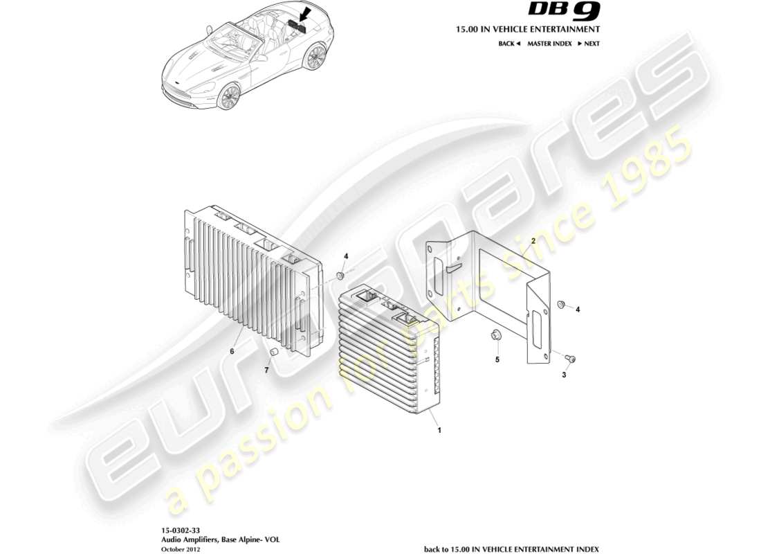 aston martin db9 (2017) amplifiers, alpine, volante part diagram