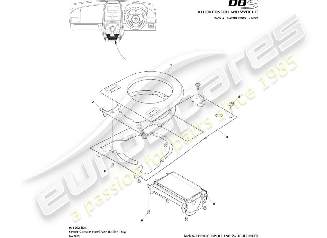 aston martin dbs (2012) utility tray part diagram