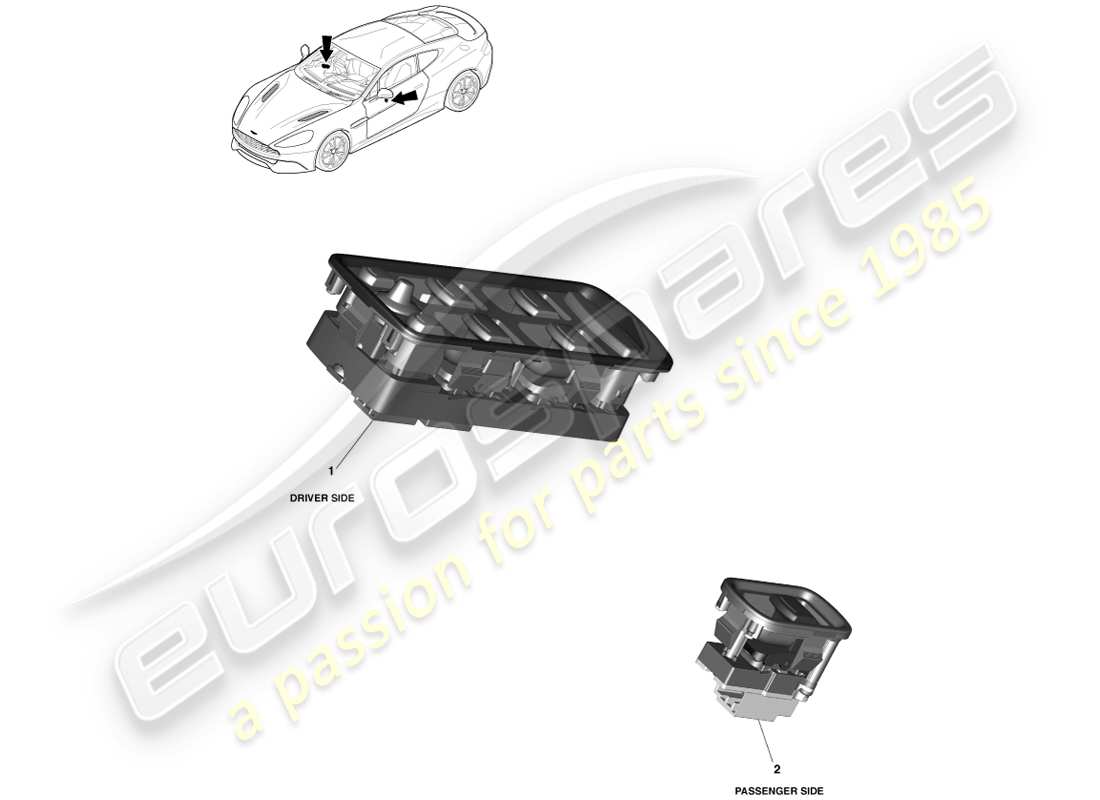 aston martin vanquish (2014) door mounted switches part diagram