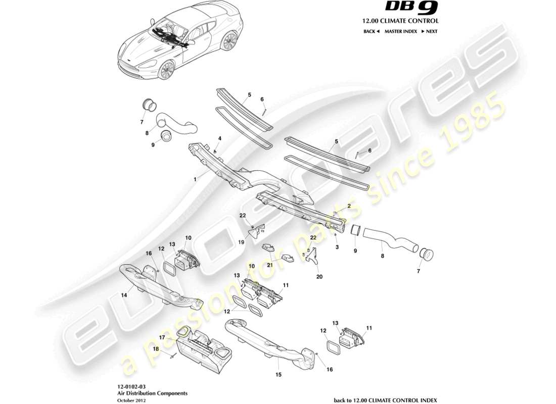 aston martin db9 (2016) air distribution components part diagram