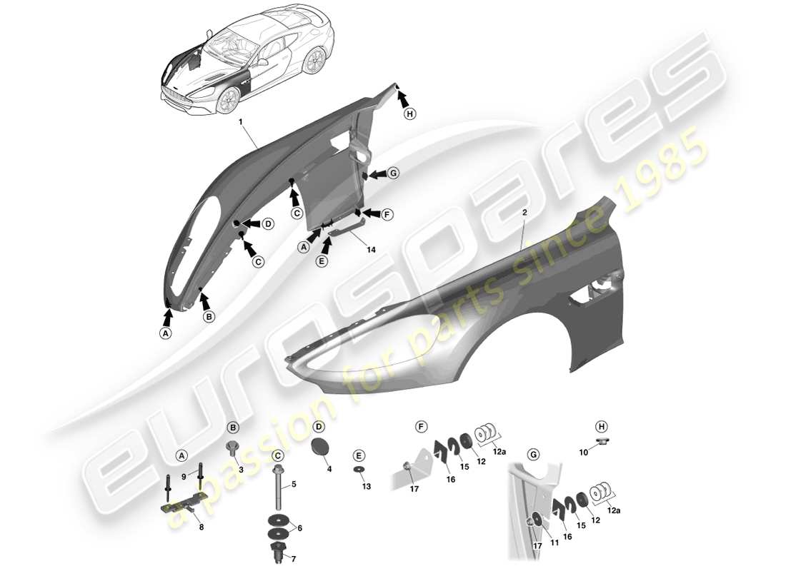 aston martin vanquish (2013) front wings part diagram