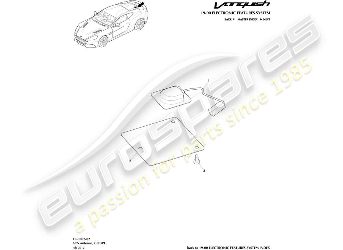aston martin vanquish (2018) gps antenna, coupe parts diagram