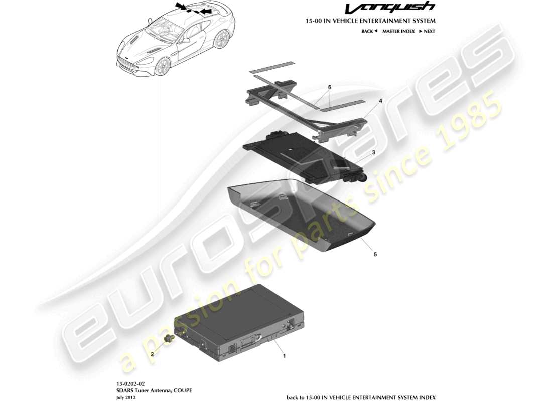 aston martin vanquish (2015) sdars tuner, coupe part diagram
