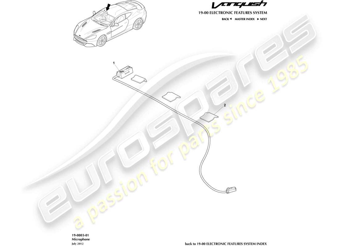 aston martin vanquish (2015) microphone part diagram