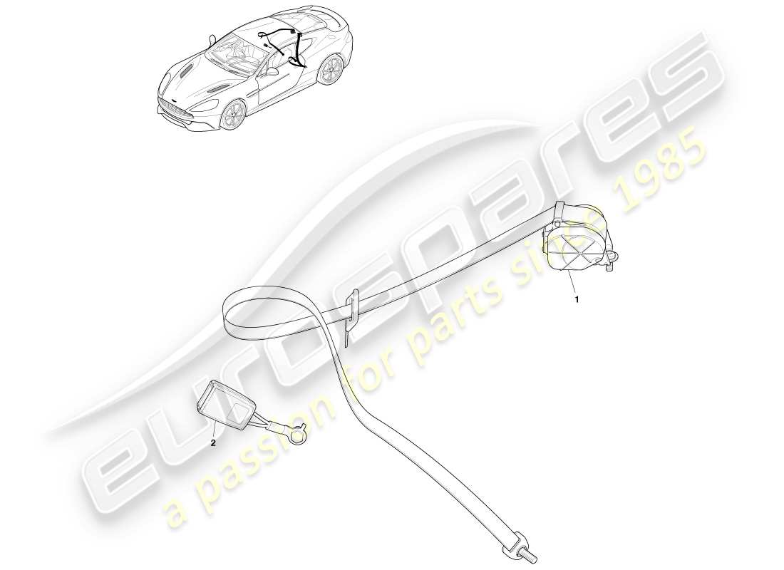 aston martin vanquish (2014) rear seat belts part diagram