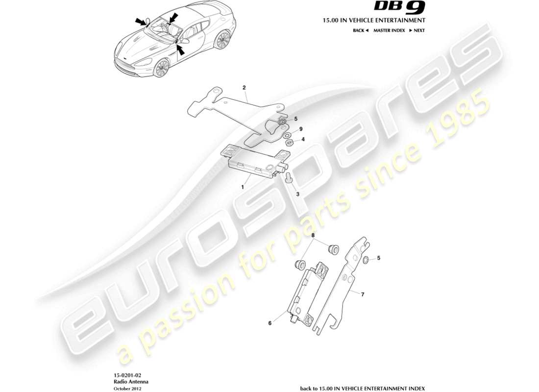 aston martin db9 (2017) radio antenna part diagram