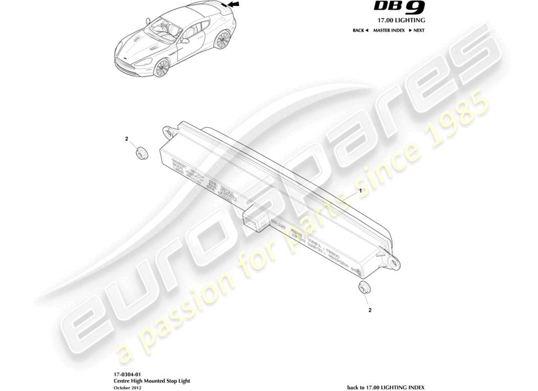 aston martin db9 (2016) high mounted stop light part diagram
