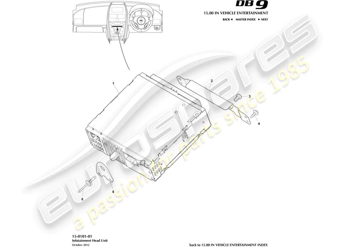 aston martin db9 (2017) infotainment head unit part diagram