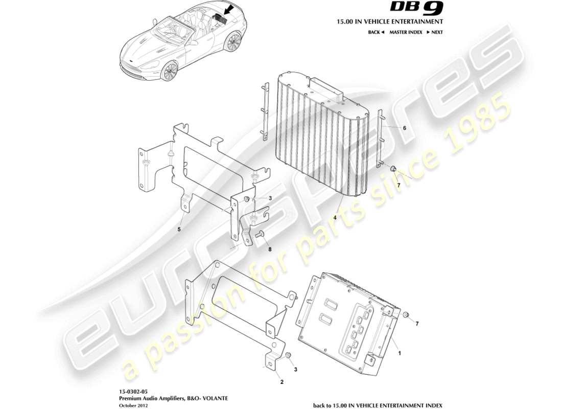 aston martin db9 (2017) amplifiers, b&o, volante part diagram