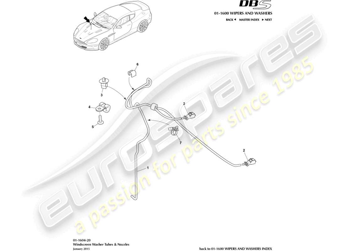 aston martin dbs (2007) windscreen wash part diagram
