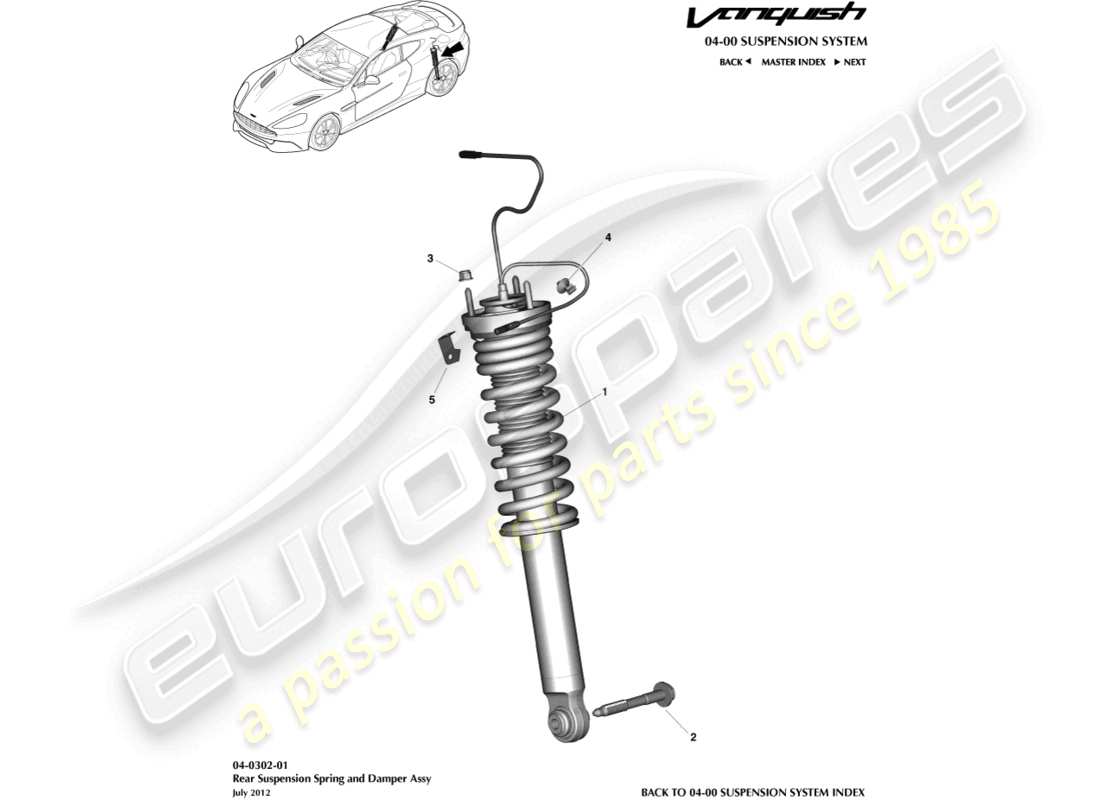 aston martin vanquish (2018) rear spring & damper parts diagram