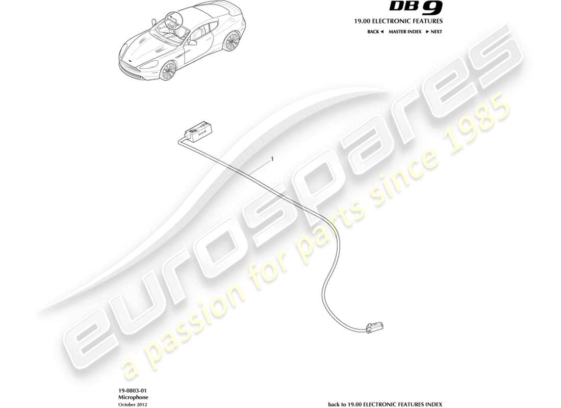 aston martin db9 (2016) microphone, telephone part diagram