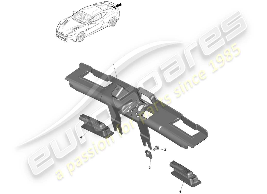 aston martin vanquish (2014) license plate lamps part diagram